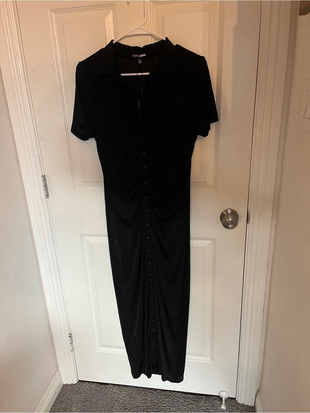 Fashion Nova Black Button-Front Maxi Dress